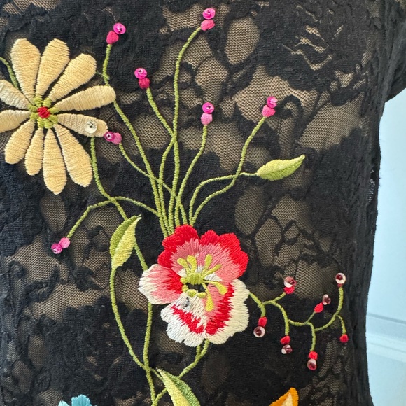 Vintage Betsey Johnson Embroidered Black Lace Dress with mermaid bottom. - Picture 5 of 9